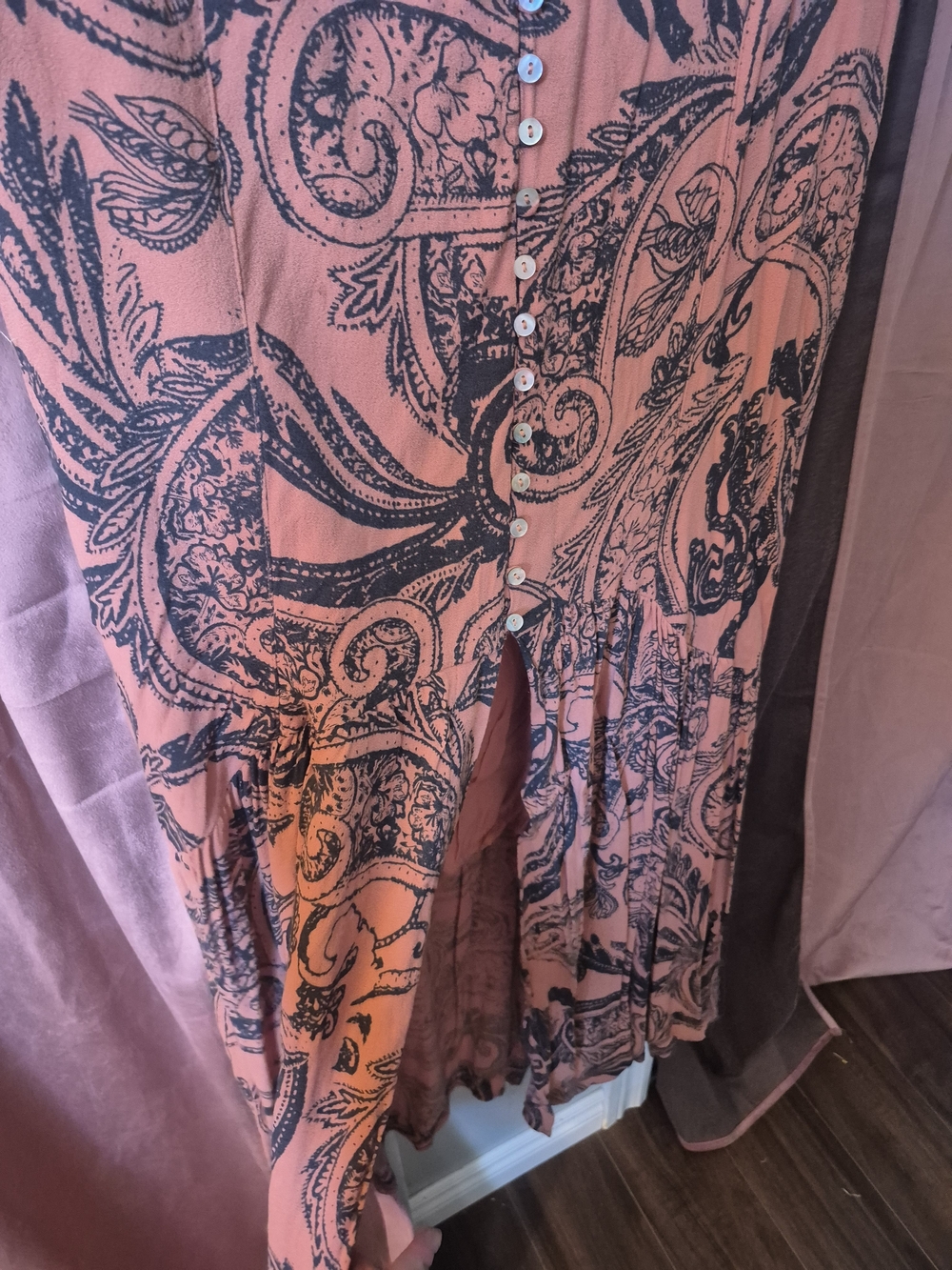 Free People Rust and Black Paisley Maxi Skirt - Picture 2 of 6